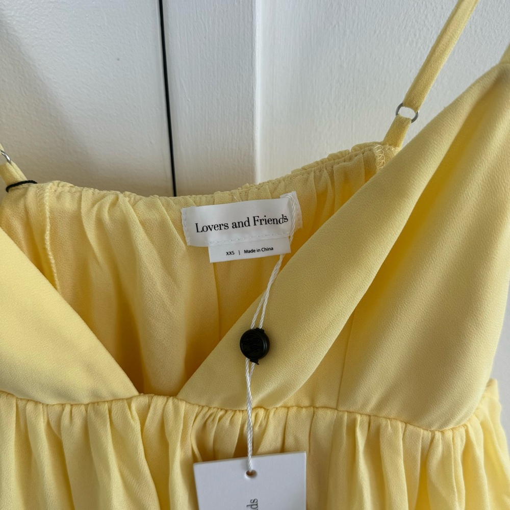 Lovers + Friends Pale Yellow Spaghetti Strap Midi Dress - Picture 4 of 7